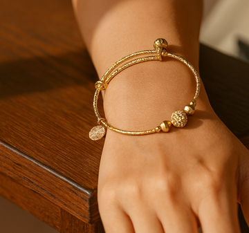 Gold-Plated Adjustable Charm Bracelets