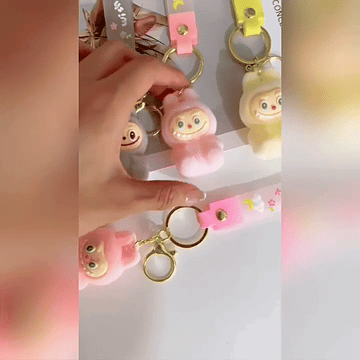 Labubu - Wish & Fuzz Rainbow Wrist‑Strap Keychain